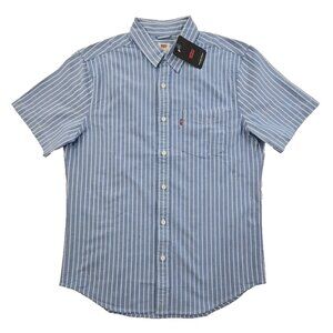 Levi's Short Sleeve Shirt Men's M Medium Blue NWT Standard One Pocket Button Up